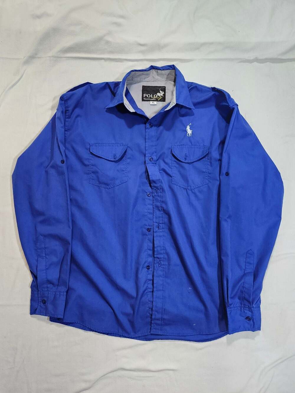 Polo Ralph Lauren Men's Royal Blue Long Sleeve Roll Tab Button Up Shirt XL